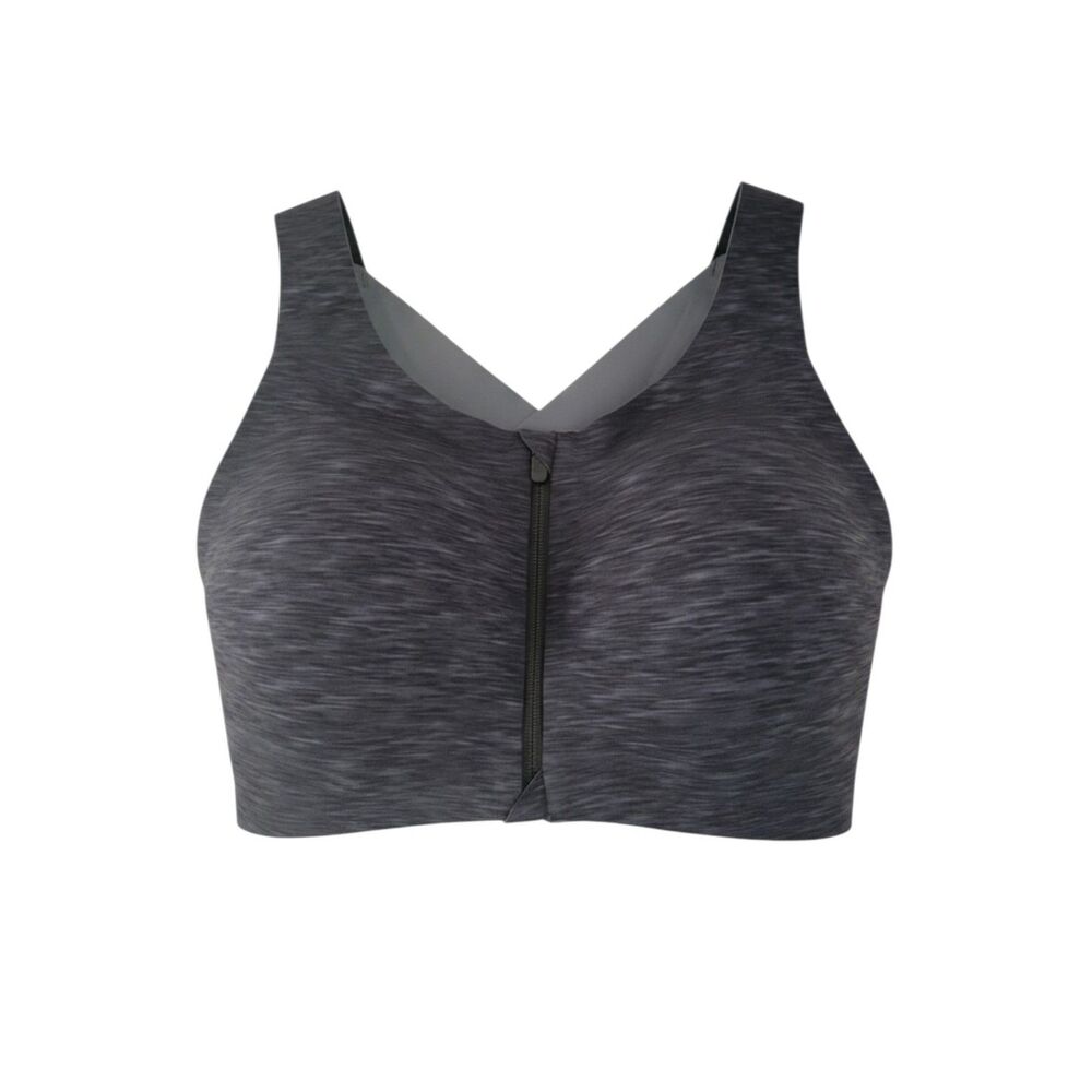Lululemon Enlite Zip Front High Support Sports Bra Space Dye Grey 36DD